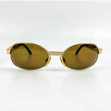Old Space Vintage Vintage Güneş Gözlüğü – 90’lar Retro Gözlük – Gold Metal Çerçeve, Kahverengi Cam