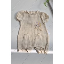 Herşey Trend Herşeytrend Müslin Kumaş Çiçek Nakışlı Pamuklu Kız Bebek Tulum