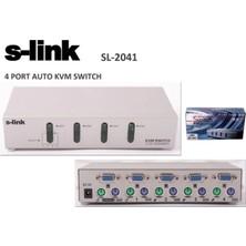S-Link Sl-2041 4 Portlu Ps2 1.8M M/M Kablolu Otomatik Kvm Switch