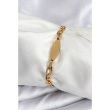Youday Accessories 316L Çelik Gold Renk Oval Yazı Yazmaya Uygun Kadın Bileklik