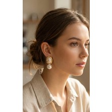 Youday Accessories Pirinç Gold Renk Model Incili Kadın Küpe