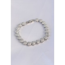Youday Accessories Vip Seri Pirinç Zirkon Taşlı Gümüş Renk Kalp Model Bileklik