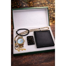Elifin Işıgı Elifin Işığı Royal Blue Gold Erkek Saat & Aksesuar Seti – Premium Hediye Kutulu