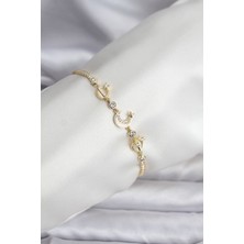 Youday Accessories Charmlı Model Zirkon Taşlı Gold Renk Su Yolu Kadın Bileklik