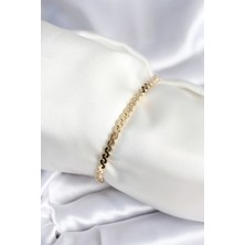 Youday Accessories Pirinç Gold Renk Yassı Zincir Model Kadın Bileklik