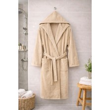 MySoft Home Kadife Kapüşonlu Bornoz  %100 Pamuk