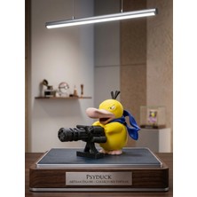 Mcy Dekor "badass" Psyduck Koleksiyon Figürü - Ağır Makinalı Tüfekli Psyduck Heykeli