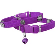 TeknoKapsül Kadife Boyun Tasması Yoncalı 20-32 cm Mor