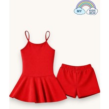 My Kids Wear Kız Çocuk Garson Mayo Elbiseli Şortlu 2’li Takım 12742