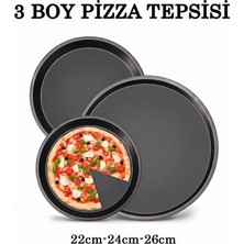 Tiesa Home Teflon 3 Boy Pizza Tepsisi Tavası Seti 22CM-24CM-26CM