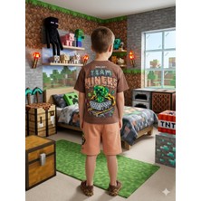 Cg Kids Minecraft Erkek Çocuk Tshirt&şort Alt Üst Takım Süper Kalite Sırt Baskı Detay