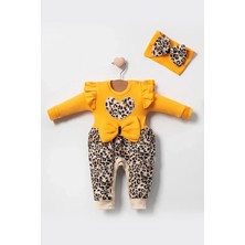 Herşey Trend Herşeytrend Leopar Desenli Fiyonklu % 100 Pamuk Kız Bebek Tulum