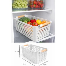 İndecor Houseware 2 Adet Çok Amaçlı Plastik Tutacaklı Organizer Sepet Dolap Içi Çekmece Düzenleyici - Beyaz