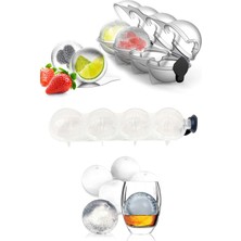İndecor Houseware 4'lü Küre Buz Topu Kalıbı - Yuvarlak Içecek Buz Topu Dondurucu Buzluk Saklama ve Sunum Kabı
