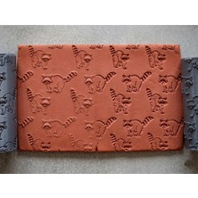 Atölye Dekupaj Model 155 -Rakun - Deboss & Emboss İkili Set - Polimer Kil Seramik Çamuru Doku Oklavası