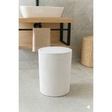 İndecor Houseware Liza Siyah Çizgili Yuvarlak Banyo Çöp Kovası - Mutfak Çöp Kutusu - Ofis Çöp Kovası 5 Litre