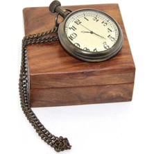 Eco Port Ahşap Kutulu Pirinç Köstekli Saat 16155