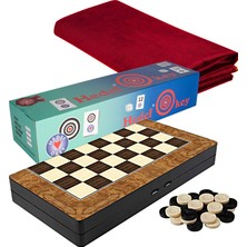 Hedef Okey Okey Takımı Bordo Set + Tavla + Masa Örtüsü 3 Parça Ahşap Görünümlü Materyal