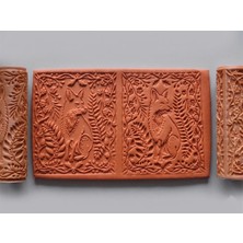 Atölye Dekupaj Model 159 -Tilki Motifi Deboss & Emboss İkili Set - Polimer Kil Seramik Çamuru Doku Oklavası
