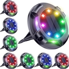 Eco Port 4'lü Solar Panelli Kazıklı Zemin Solar Ledi 8+4 LED Rgb