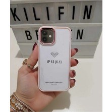 Camkapak Aksesuar iPhone 12 / 12 Pro Kenarları Pembe Kılıf Modeli