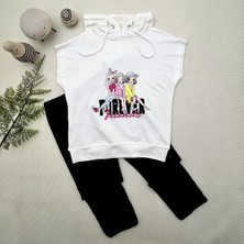 Herşey Trend Herşeytrend 3-4-5 Yaş Forever Cici Kızlar Baskılı Kapşonlu 2li Kız Çocuk Takımı Lacivert