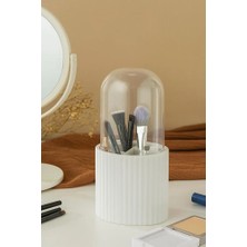 Poomy Bölmeli Makyaj Organizeri - Şeffaf Kapaklı Büyük 7 Bölmeli Makyaj Fırça Organizeri