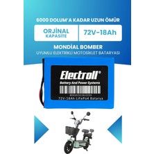 Electroll Mondial Bomber Batarya (Standart Kapasite) Lifepo4 72V 18AH Elektrikli Motosiklet Bataryası