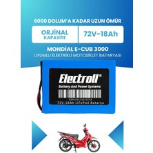 Electroll Mondial E-Cub 3000 Batarya (Standart Kapasite) Lifepo4 72V 18AH Elektrikli Motosiklet Bataryası