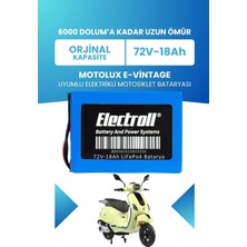 Electroll Motolux E-Vintage Batarya (Standart Kapasite) Lifepo4 72V 18AH Elektrikli Motosiklet Bataryası