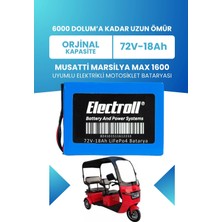Electroll Musatti Marsilya Max 1600 Batarya Lifepo4 72V 18AH Elektrikli Motosiklet Bataryası