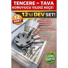 Keskon 12’li Tencere Tava Koruyucu Seti – Çizilmeyi Önleyen Keçe | Mutfak Düzenleyici, Tencere Arası