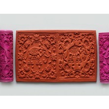 Atölye Dekupaj Model 164 -Fil Motifi Deboss & Emboss İkili Set - Polimer Kil Seramik Çamuru Doku Oklavası