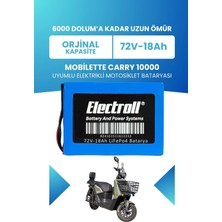 Electroll Mobilette Carry 10000 Batarya (Standart Kapasite) Lifepo4 72V 18AH Elektrikli Motosiklet Bataryası