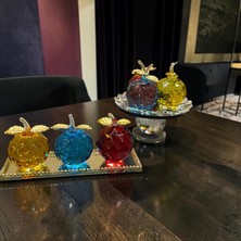 Sleep Nova Crystal Apple Dekoratif Cam Elma Seti – Renkli Lüks Masa & Salon Aksesuarı