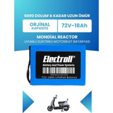 Electroll Mondial Reactor Batarya (Standart Kapasite) Lifepo4 72V 18AH Elektrikli Motosiklet Bataryası