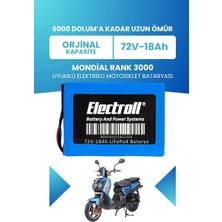 Electroll Mondial Rank 3000 Batarya (Standart Kapasite) Lifepo4 72V 18AH Elektrikli Motosiklet Bataryası