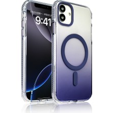The Gencoo iPhone 11 Kılıf M-Safe Şarj Özellikli Transparan Renk Geçişli Zore Toros Kapak - Mor