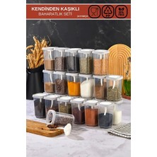 Poomy 24 Parça Kendinden Kaşıklı Beyaz Baharatlık Seti - 24'lü Baharatlık Seti