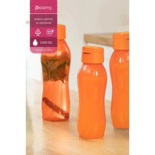 Poomy Büyük Boy Sızdırmaz Kapaklı 1000 ml Su Matarası Turuncu