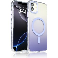 The Gencoo iPhone 11 Kılıf M-Safe Şarj Özellikli Transparan Renk Geçişli Zore Toros Kapak - Lila