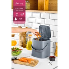 Poomy Click Kapaklı Tutma Saplı Iç Kovalı Tezgah Üst Mutfak Çöp Kovası 4 Lt - Antrasit