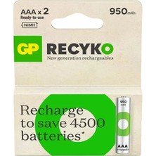 TeknoKapsül Gp Recyko 950 Mah R03 Aaa Şarjlı 2'li Pil