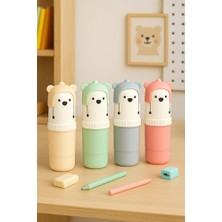 Poomy Ayıcık Kalemlik Seti 4'lü – Çocuklar Için Organizer, Kalem Kutusu - Kalemlik Düzenleyici