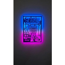 Elert Design Studio Gta LED Ahşap Duvar Dekoru Gaming Oda Dekoru - El Yapımı Lazer Kesim Dekoratif Hediye Lamba