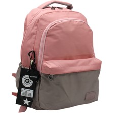 Bevitton Su Geçirmez Kumaş Okul Çantası Unisex Okul Sırt Çantası 2200 Pudra-Vizon