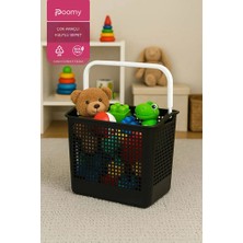 Poomy Taşınabilir Saplı Oyuncak Kutusu Plastik Düzenleyici Sepet Organizer