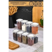 Poomy 12 Parça Kendinden Kaşıklı Beyaz Baharatlık Seti - 12'li Baharatlık Seti