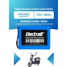 Electroll Mondial RANK-5000 Batarya (Standart Kapasite) Lifepo4 72V 18AH Elektrikli Motosiklet Bataryası