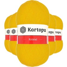 Royaleks Group 5 Adet Kristal Çift Katlı El Örgü Lif Ipi Koyu Sarı K320